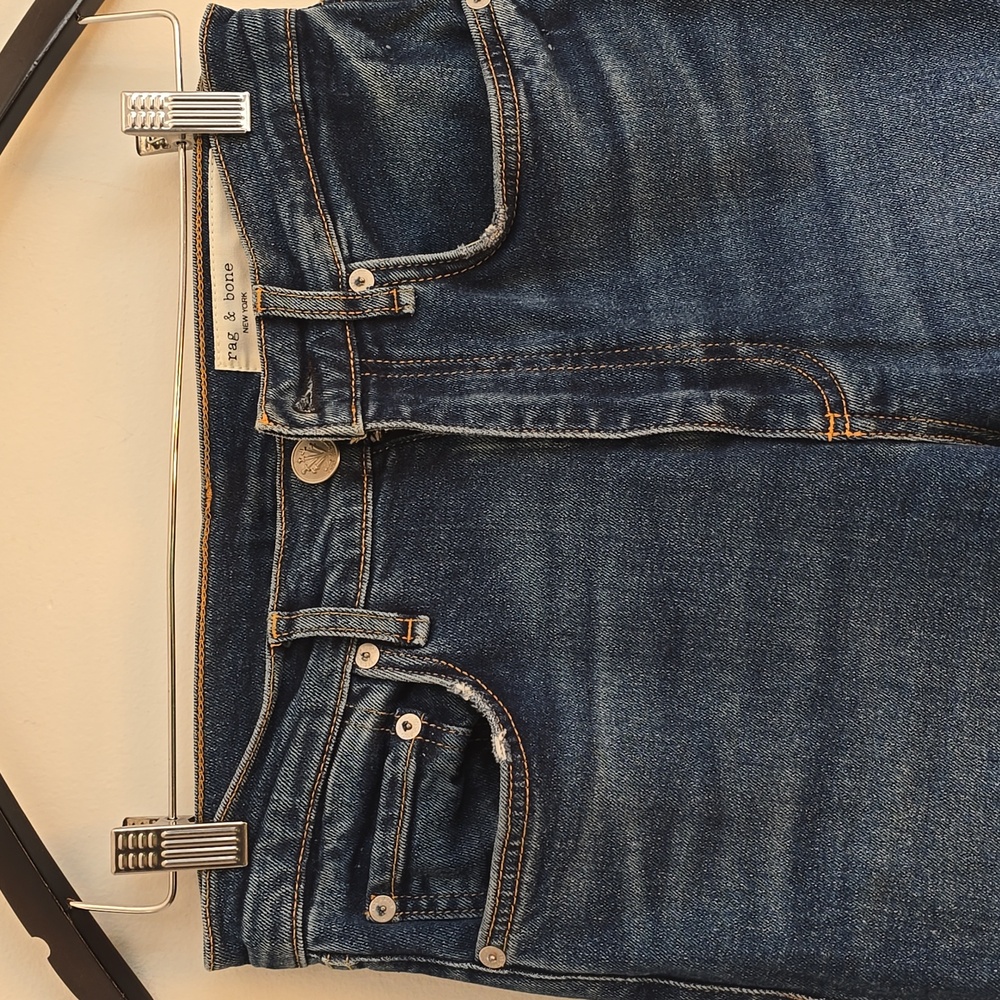 Rag & Bone Blue High Rise Jeans with Distressed Look - Picture 5 of 8